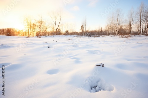 undisturbed blanket of snow on a clearing