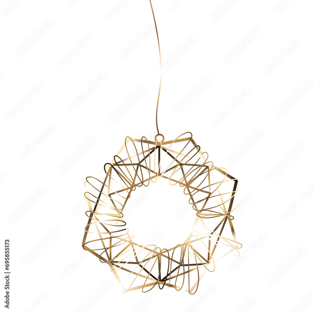 Luxury christmas golden polygon hanging element.