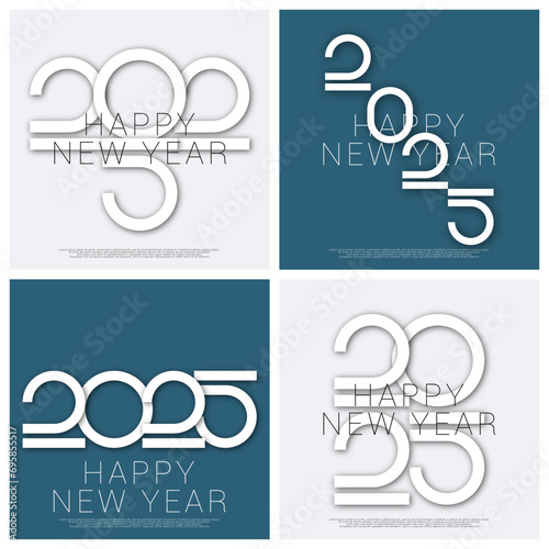 Happy new year - best wishes 2025 with colorful truncated number. Perfect vector for poster, banner, greeting and new year 2025 celebration.