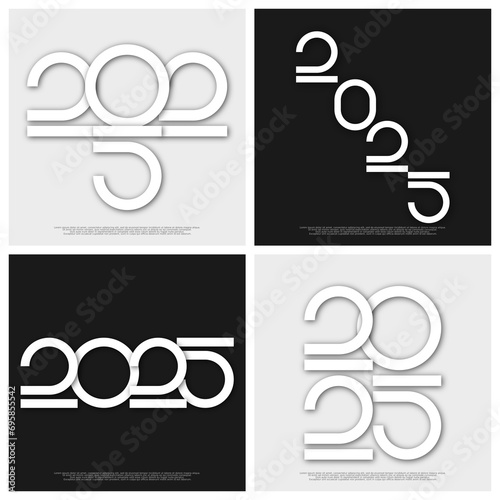 Happy new year - best wishes 2025 with colorful truncated number. Perfect vector for poster, banner, greeting and new year 2025 celebration.