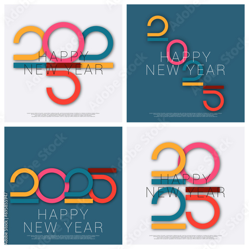 Happy new year - best wishes 2025 with colorful truncated number. Perfect vector for poster, banner, greeting and new year 2025 celebration.