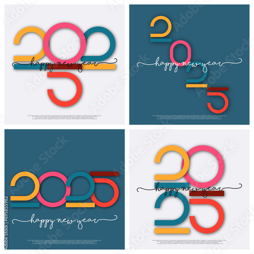 Happy new year - best wishes 2025 with colorful truncated number. Perfect vector for poster, banner, greeting and new year 2025 celebration.