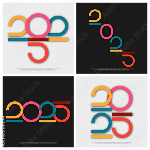 Happy new year - best wishes 2025 with colorful truncated number. Perfect vector for poster, banner, greeting and new year 2025 celebration.