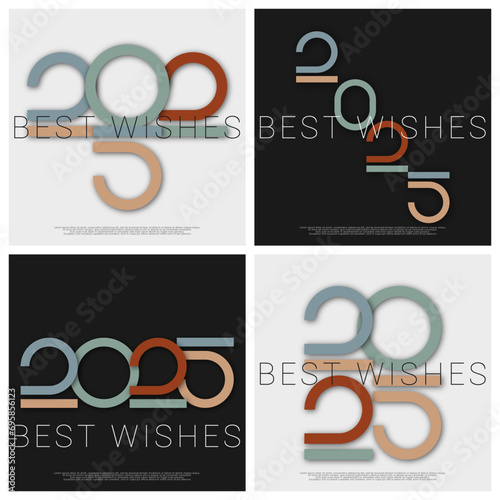Happy new year - best wishes 2025 with colorful truncated number. Perfect vector for poster, banner, greeting and new year 2025 celebration.