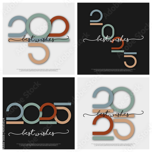 Happy new year - best wishes 2025 with colorful truncated number. Perfect vector for poster, banner, greeting and new year 2025 celebration.