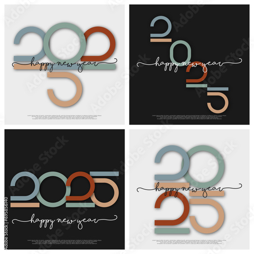 Happy new year - best wishes 2025 with colorful truncated number. Perfect vector for poster, banner, greeting and new year 2025 celebration.