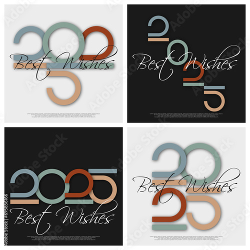 Happy new year - best wishes 2025 with colorful truncated number. Perfect vector for poster, banner, greeting and new year 2025 celebration.