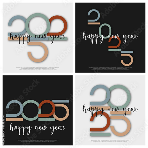 Happy new year - best wishes 2025 with colorful truncated number. Perfect vector for poster, banner, greeting and new year 2025 celebration.