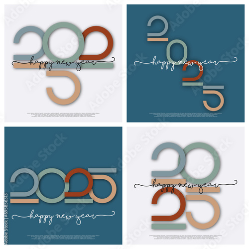 Happy new year - best wishes 2025 with colorful truncated number. Perfect vector for poster, banner, greeting and new year 2025 celebration.