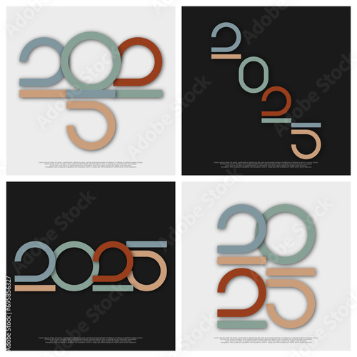 Happy new year - best wishes 2025 with colorful truncated number. Perfect vector for poster, banner, greeting and new year 2025 celebration.