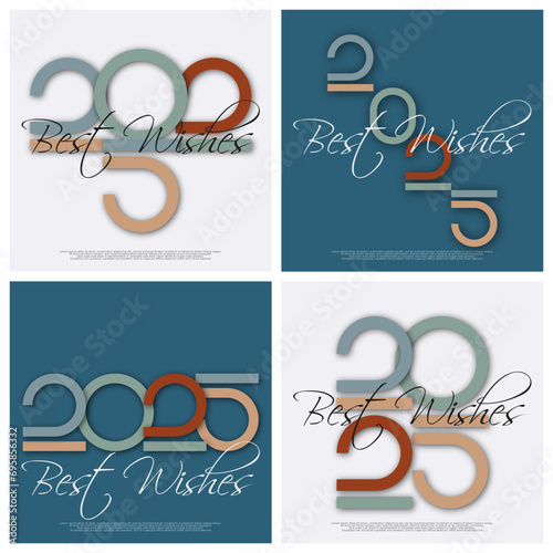 Happy new year - best wishes 2025 with colorful truncated number. Perfect vector for poster, banner, greeting and new year 2025 celebration.