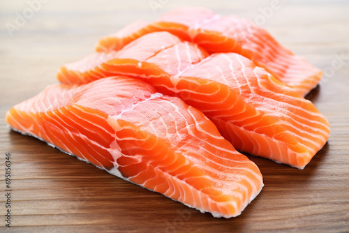 Salmon slices isolated on white background