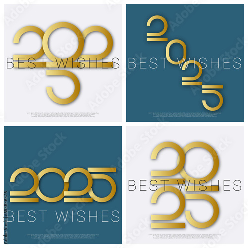 Happy new year - best wishes 2025 with colorful truncated number. Perfect vector for poster, banner, greeting and new year 2025 celebration.