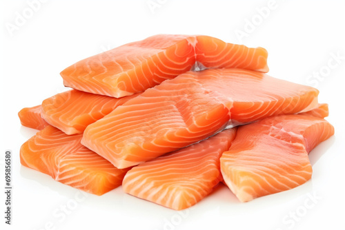 Salmon slices isolated on white background