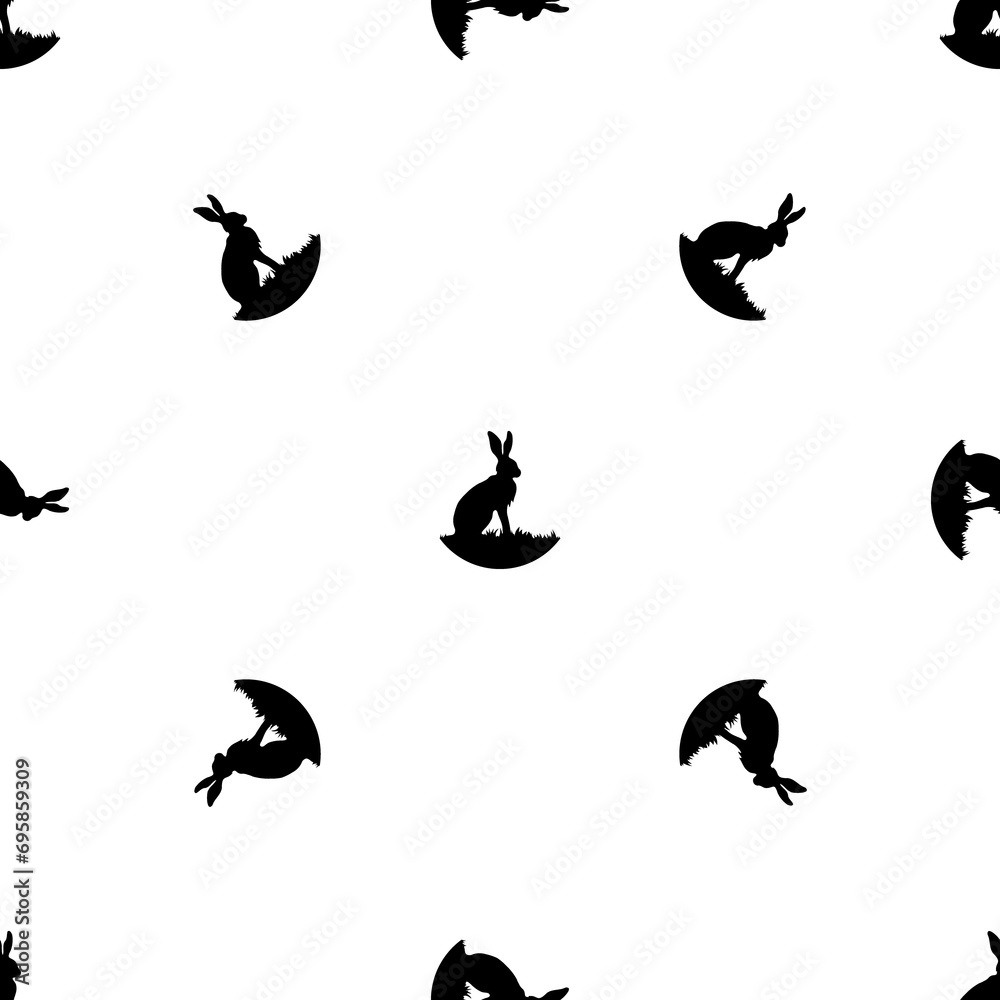 Seamless pattern of repeated black hare symbols. Elements are evenly spaced and some are rotated. Illustration on transparent background Seamless pattern of repeated black hare symbols. Elements are evenly spaced and some are rotated. Illustration on transparent background