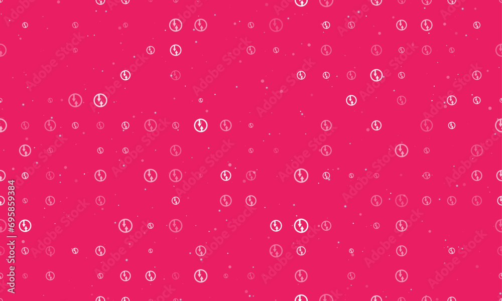 Seamless background pattern of evenly spaced white advantage of oncoming traffic signs of different sizes and opacity. Vector illustration on pink background with stars