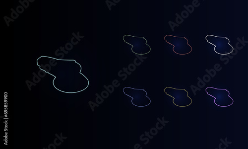 A set of neon sanding machine symbols. Set of different color symbols, faint neon glow. Vector illustration on black background