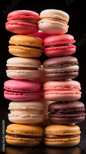 Close up colorful macarons dessert 