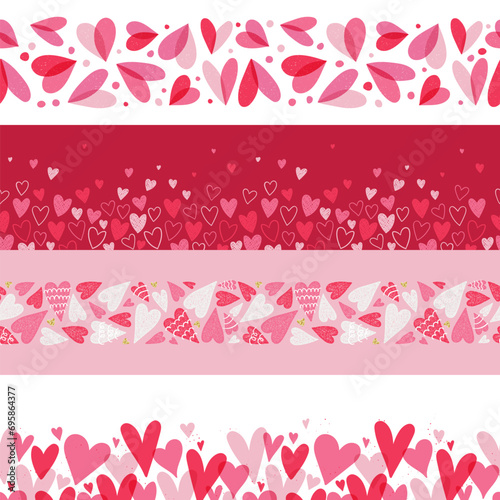 Set of matching hand drawn hearts seamless pattern, great for Valentine's Day, Weddings, Mother's Day - textiles, banners, wallpapers, backgrounds. photo