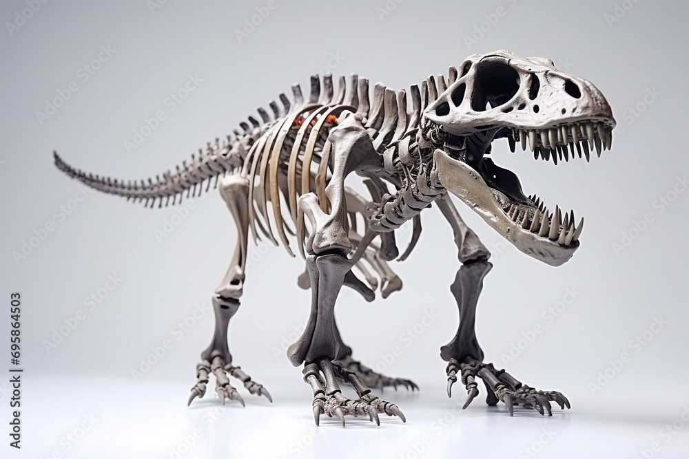skeleton of dinosaur t-rex of toy in white background skeleton of dinosaur t-rex of toy in white background