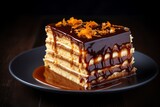 Experience the sweet delight of Dobos Torte, a Hungarian dessert with multiple layers of sponge cake and chocolate buttercream, finished with a caramel topping