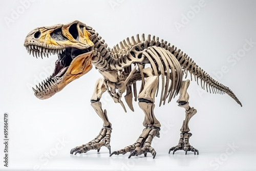skeleton of dinosaur t-rex of toy in white background