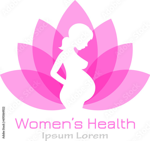 Women's health icon with pregnant woman silhouette