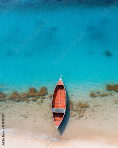 Boat on a turquoise sea. Summer holiday concept.