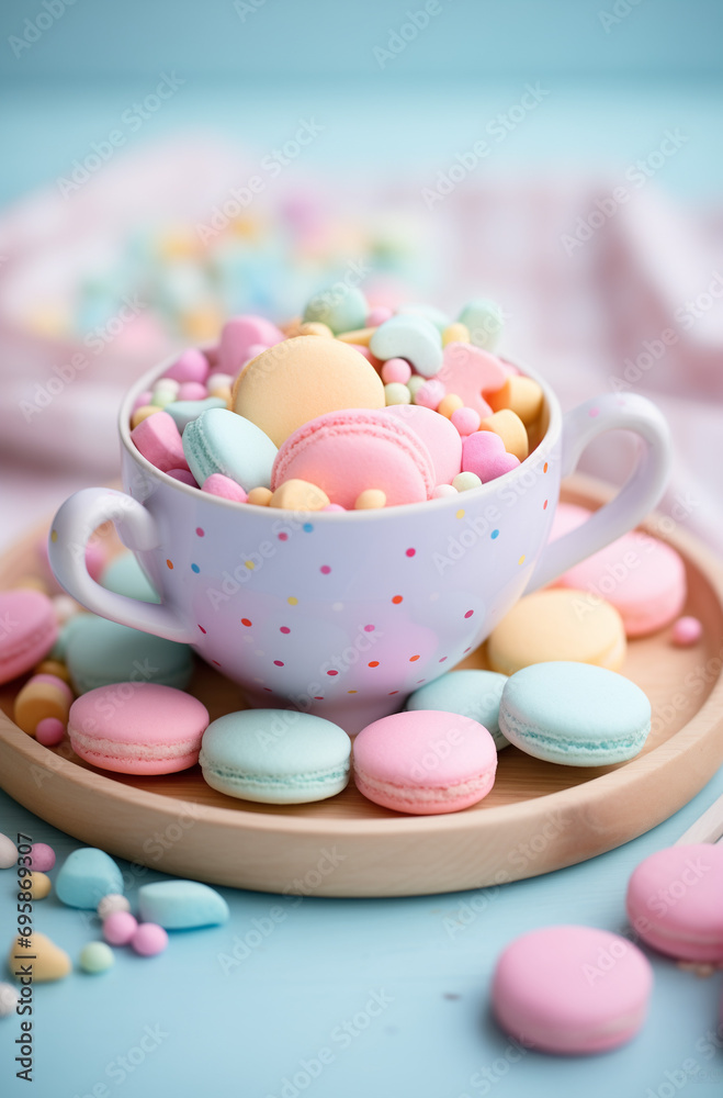 Macaroons in a cup of tea. Macaroons in a cup of tea.