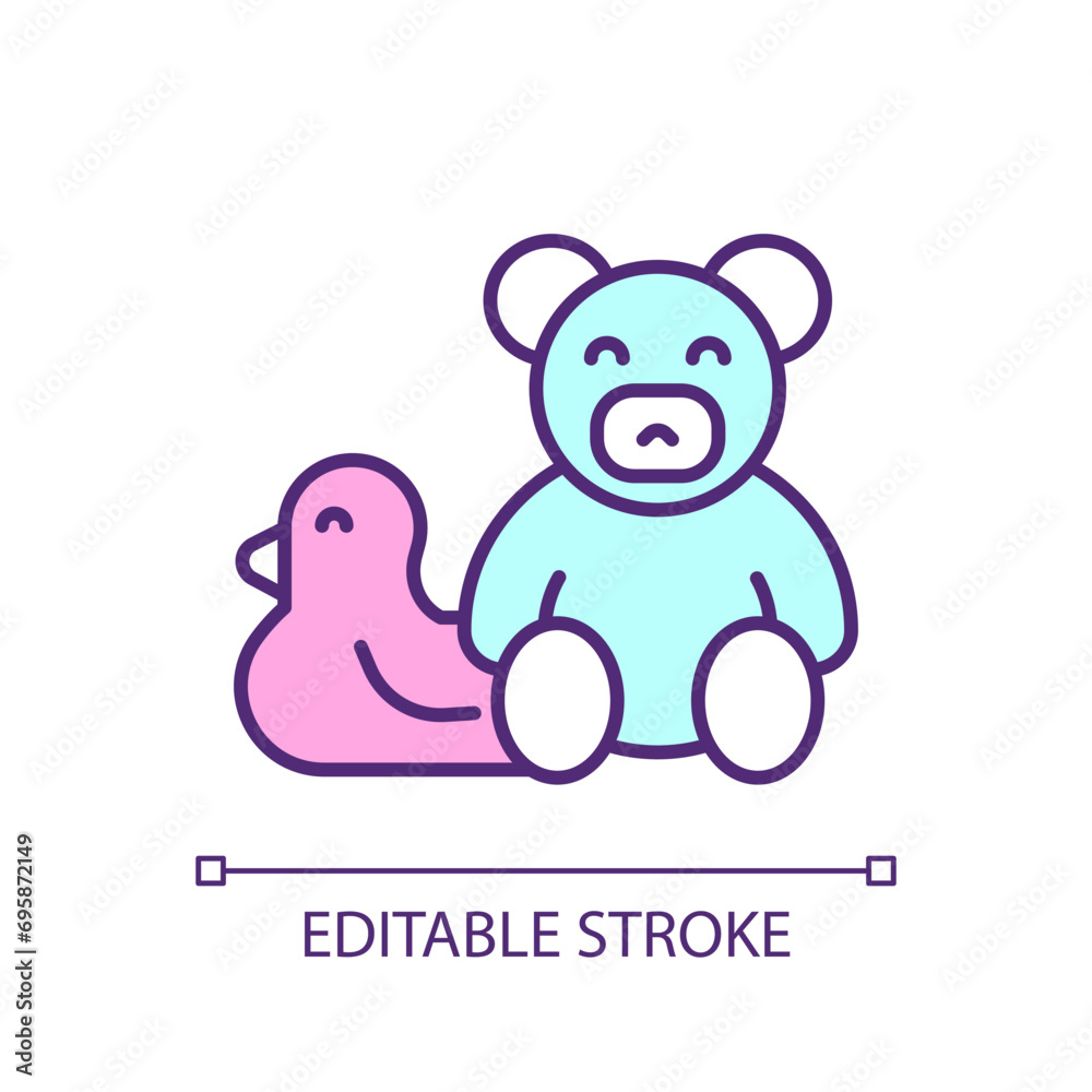 Naklejka premium 2D simple editable pink tax on toy icon representing pink tax, isolated vector, thin line illustration.