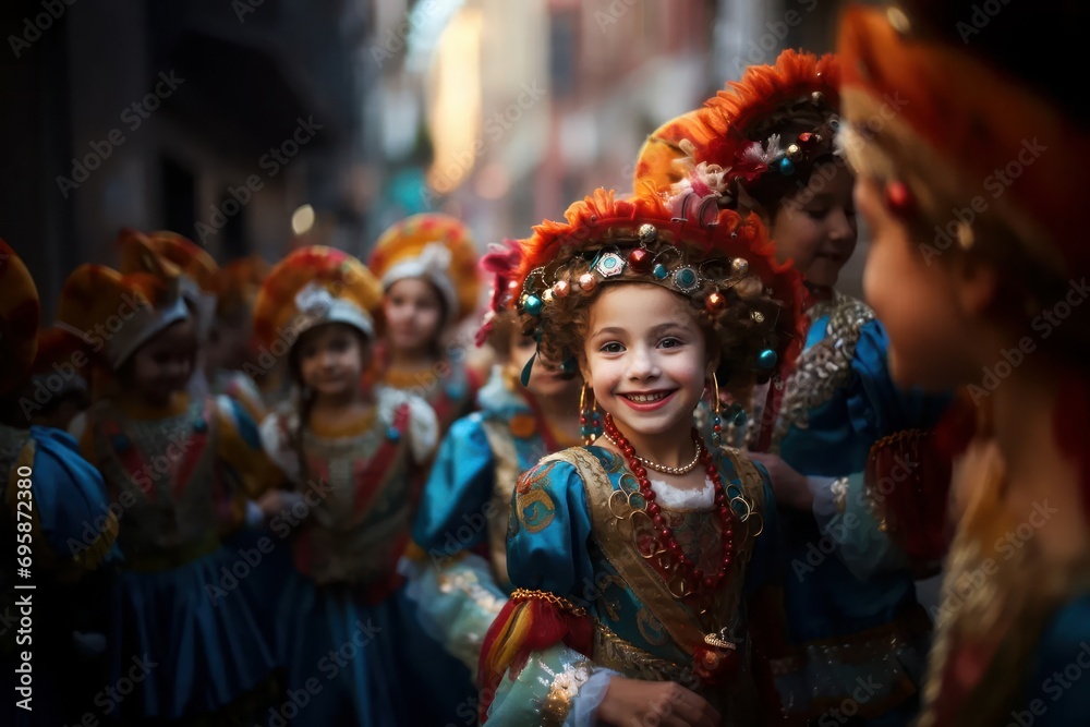 Girl dressed in a carnival parade.