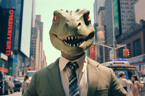 A Segnosaurus as a social media expert, representing the importance of digital presence and communication in modern business. photo