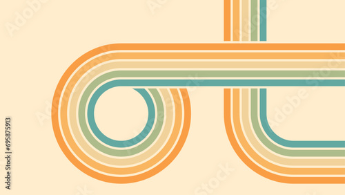 Abstract background of rainbow groovy Wavy Line design in 1970s Hippie Retro style. Vector pattern ready to use for cloth, textile, wrap and other.
