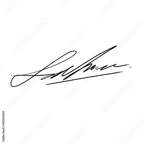Abstract signature idea starting letter L. Vector with black writing and transparent background.