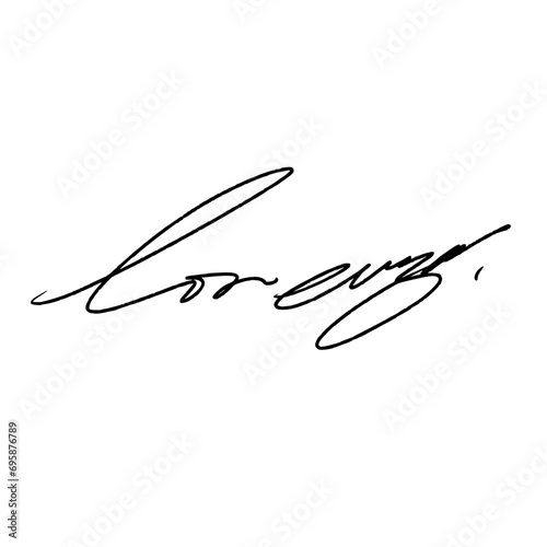 Abstract signature idea starting letter L. Vector with black writing and transparent background.