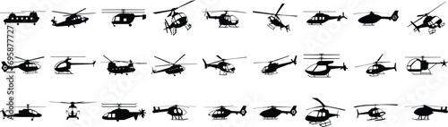 Set of black helicopter  silhouettes vector illustrations isolated on white background photo