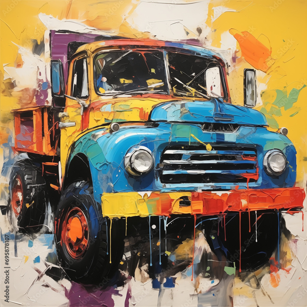 Interwoven Truck in Abstract Expressionist Artwork Interwoven Truck in Abstract Expressionist Artwork