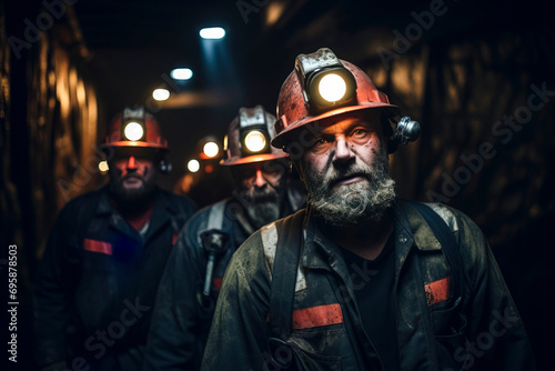 group of three miners working in a mine © Fernando