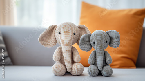 toy elephant in a children's room, stylish Scandinavian interior, childhood, cozy home, play toys, background, design, decor, handmade, figurine, animal, beauty photo