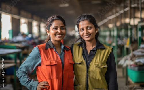 Young and confident indian females workers or labor group at factory