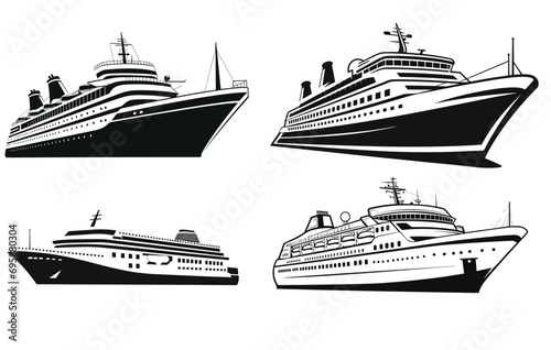 Cruise Ship Vector Silhouette,Ship sign icon, vector icon