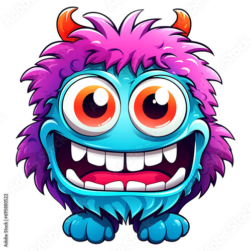 cute monster with big eyes smiling clipart illustration with transparent background 