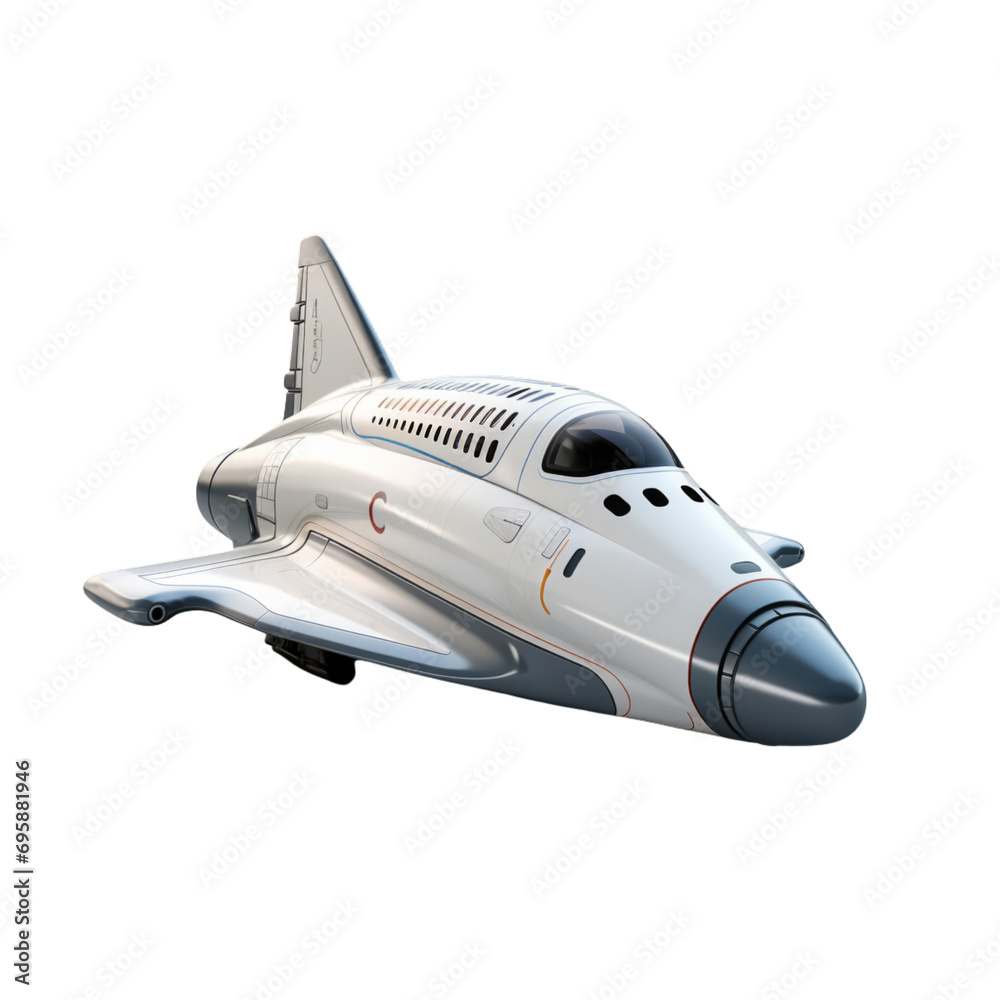 3D Futuristic Spacecraft Isolated On Transparent Background