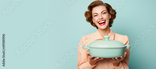 Happy 1950s Housewife Holdi...