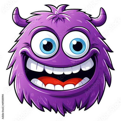 cute monster with big eyes smiling clipart illustration with transparent background 