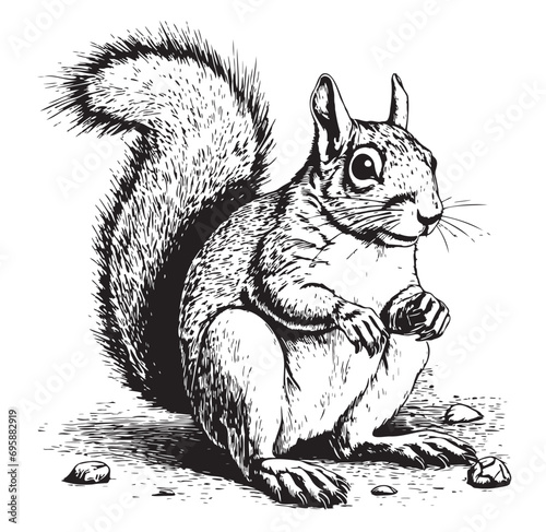 Beautiful squirrel hand drawn sketch Vector illustration Animal