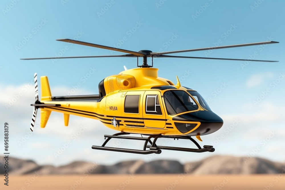 Fototapeta premium helicopter isolated on the white background. 3d illustration