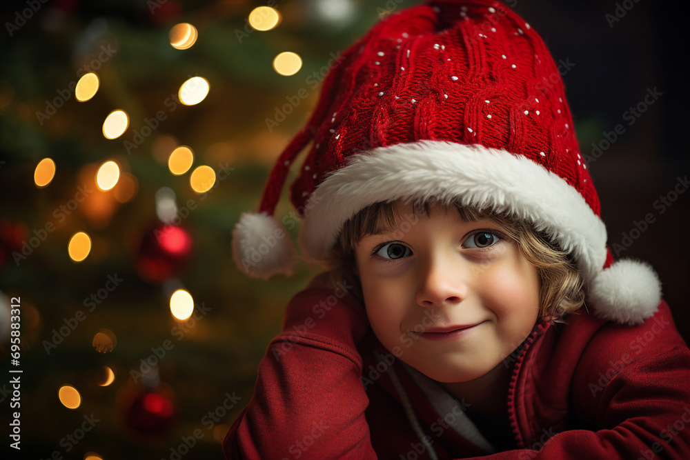 Generative AI photography of adorable charming girl winter magic atmosphere on bokeh lights background Generative AI photography of adorable charming girl winter magic atmosphere on bokeh lights background