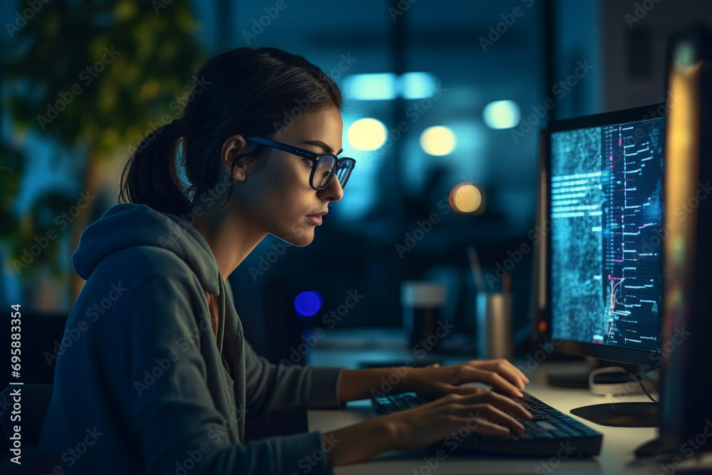 Digital technologies it programmer worker in modern network space working Generative AI Digital technologies it programmer worker in modern network space working Generative AI