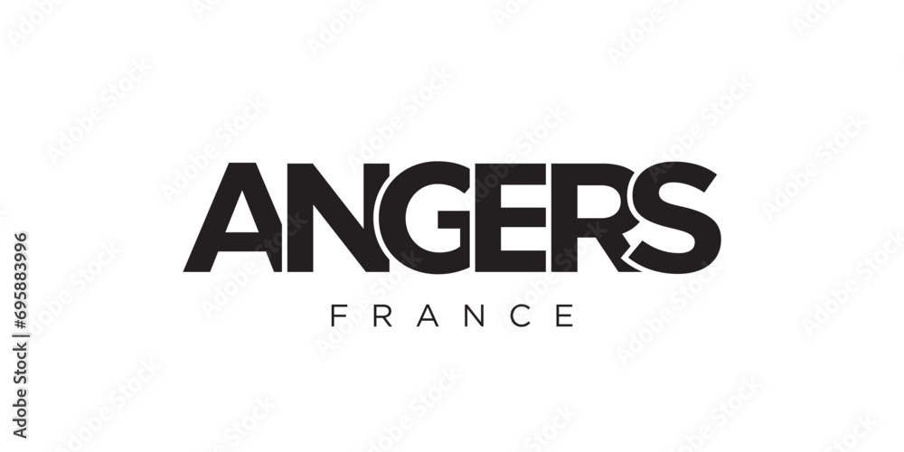 Fototapeta premium Angers in the France emblem. The design features a geometric style, vector illustration with bold typography in a modern font. The graphic slogan lettering.